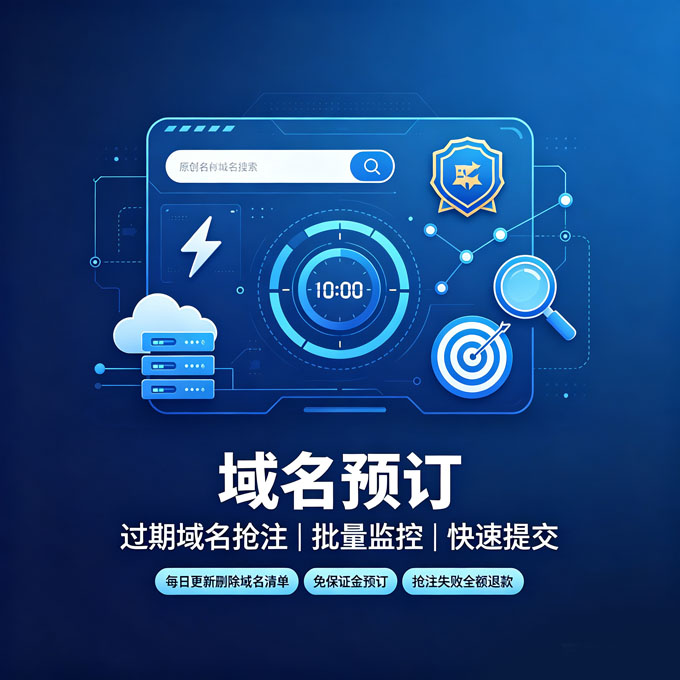 专业域名抢注交易，支持过期域名预订、竞价拍卖，海量高收录/高PR/高外链老域名可选